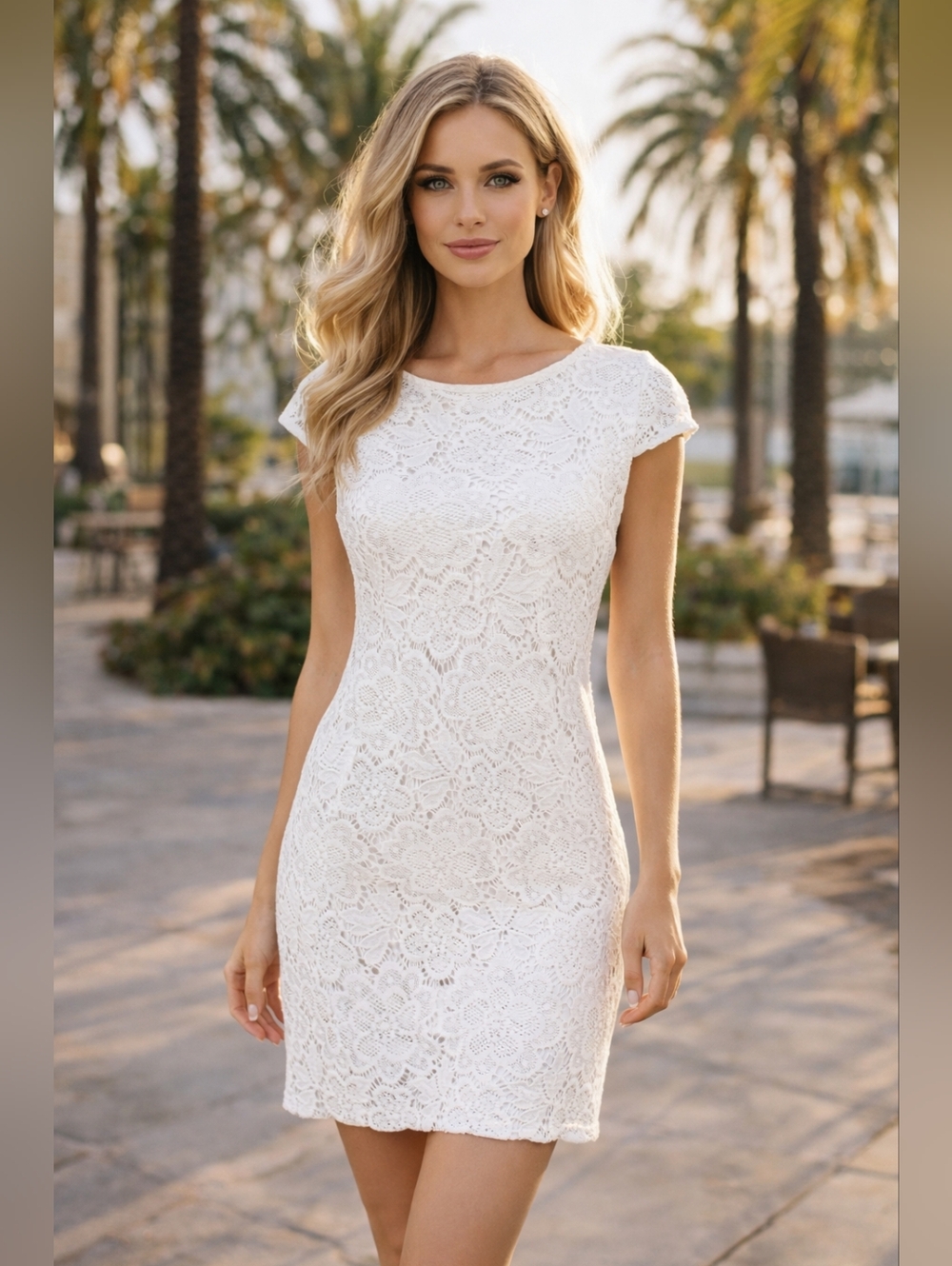 9&CO Womens White Lace Dress Wedding Spring Nine & Co Knee Length Easter